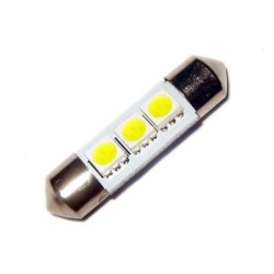 Ampoule C5W 36 mm 3 leds 5050 blanches 24 volts