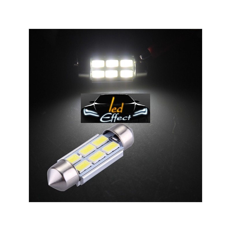 Ampoule C5W 36mm LED 12V 6 LED 6500K - Lumière bleu - SOCARIMEX