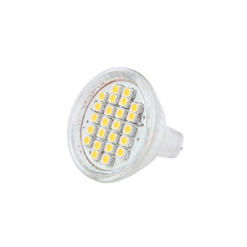 Ampoule led MR11 culot GU4 24 leds blanc chaud - Led-effect