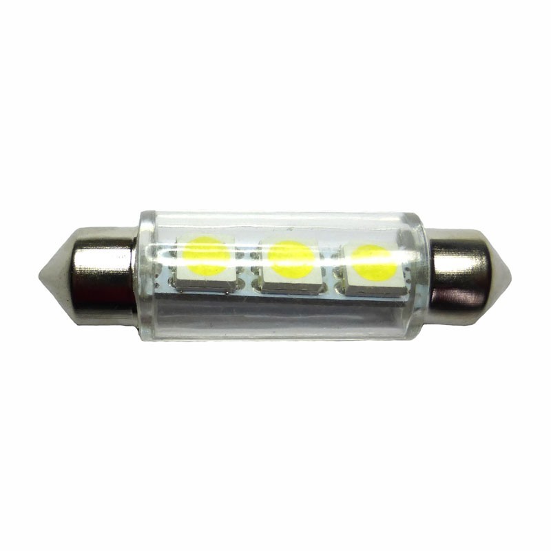 Ampoule navette c5w c10w de 42 mm 3 leds blanches 6 volts - Led-effect