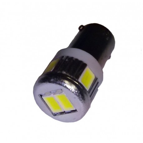 Ampoule H6W BAX9S 6 leds blanches 5630 9 à 30 volts