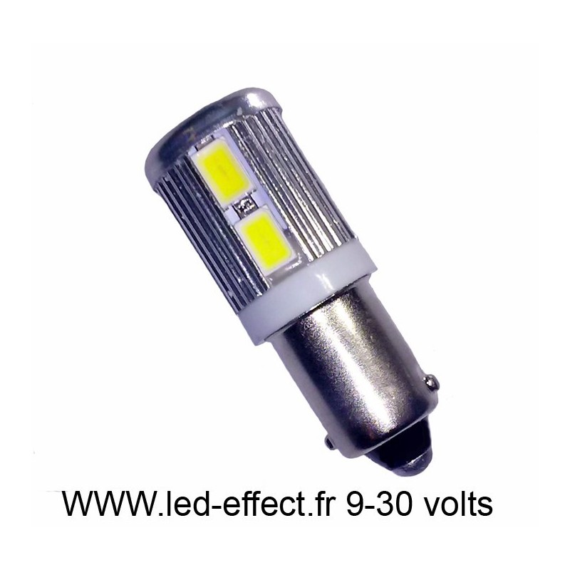 Ampoule H6W BAX9S 10 leds blanches 5630 9 à 30 volts - Led-effect