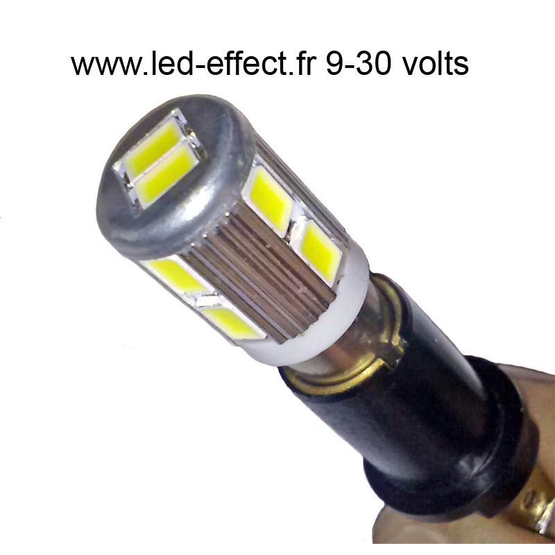 Ampoule H6W BAX9S 10 leds blanches 5630 9 à 30 volts - Led-effect