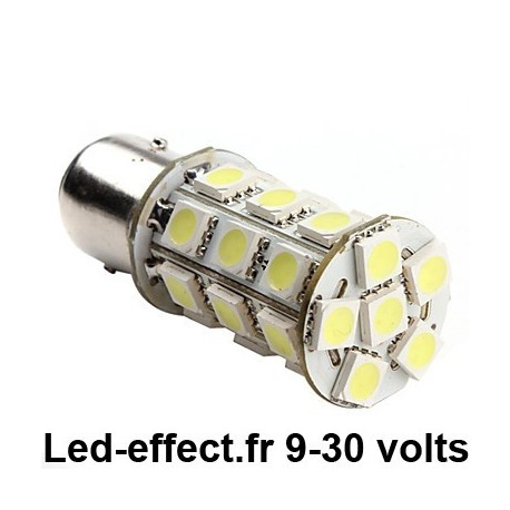 Ampoule P21/5W BAY15D 27 Leds blanches 9-30 volts - Led-effect