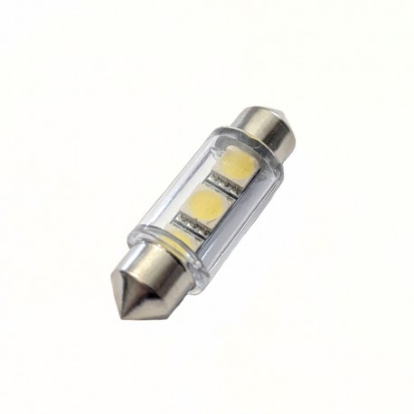 Ampoule C5W 36 mm 3 leds 5050 blanches 6 volts