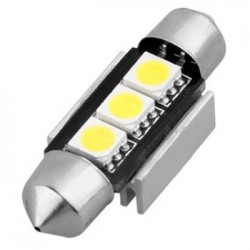 Ampoule navette C5W 36 mm 3 leds 5050 blanches