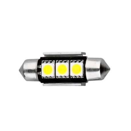 Ampoule navette C5W 36 mm 3 leds 5050 blanches 24 volts