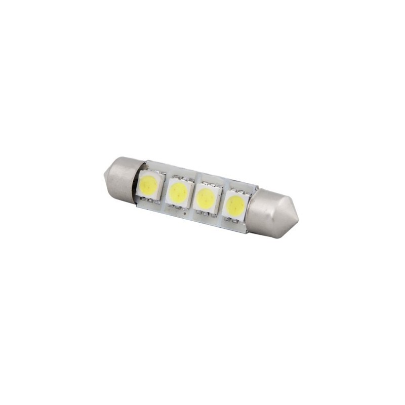 Ampoule navette c5w de 42 mm 4 leds blanches 24 volts - Led-effect