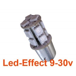 Ampoule R10W-P21W-BA15S 13 Leds Rouges 9-30 Volts