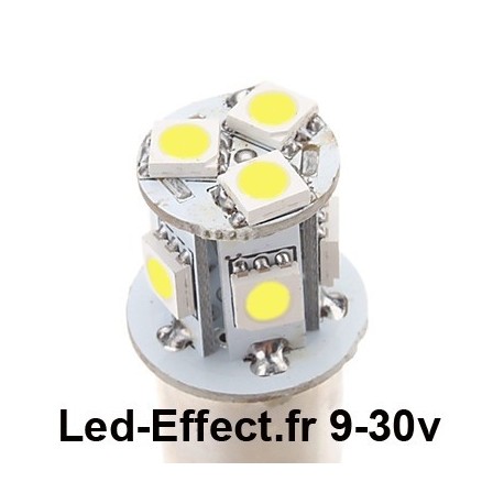 Ampoule R5W-R10W-BA15S 8 Leds 9-30 Volts