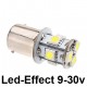 Ampoule R5W-R10W-BA15S 8 Leds 9-30 Volts