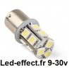 Ampoule R10W-P21W-BA15S 13 Leds blanches 9-30 Volts