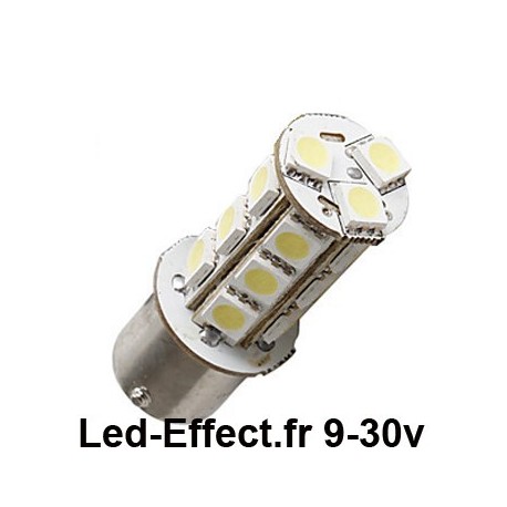 Ampoule P21W-BA15S 18 Leds blanches 9-30 Volts