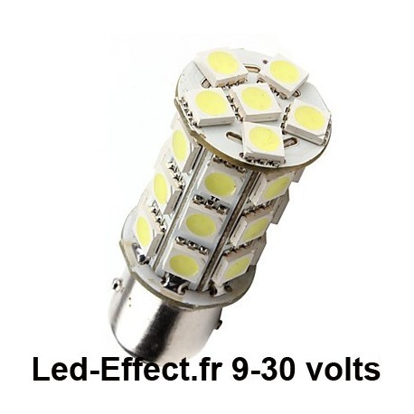 Ampoule P21W-BA15S 27 Leds blanches 9-30 Volts