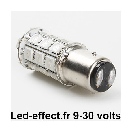 Ampoule P21/5W BAY15D 27 Leds Rouges 9-30 volts