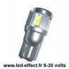 Ampoule Wedge T10 W5W W16W 6 leds blanches 5630 9 à 30 volts