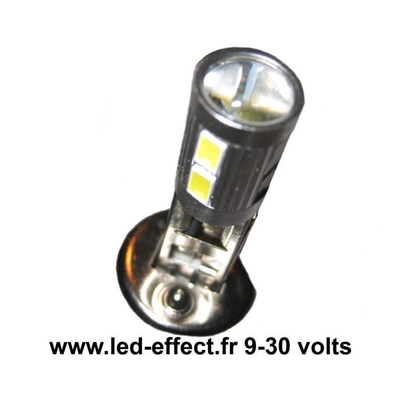 Ampoule H1 10 leds 5630 blanches 9 à 30 volts - Led-effect