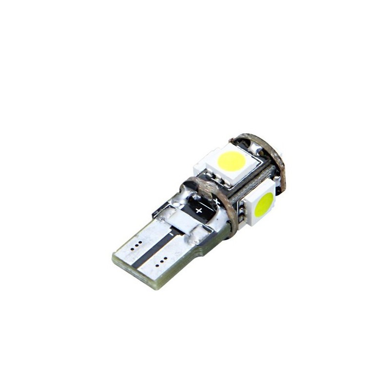 Ampoule Led T10 W5W 5 leds blanches canbus anti-erreur - Led-effect