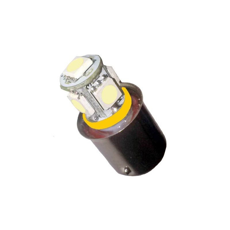 Ampoule R5W BA15S 5 Leds 24 volts non polarisée - Led-effect