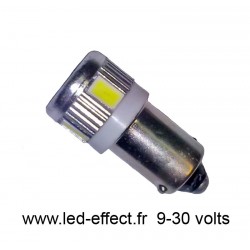 Ampoule T4W BA9S 6 leds blanches 5630 9 à 30 volts