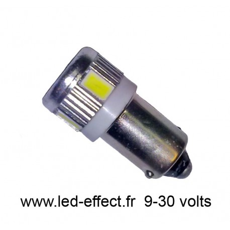 Ampoule T4W BA9S 6 leds blanches 5630 9 à 30 volts