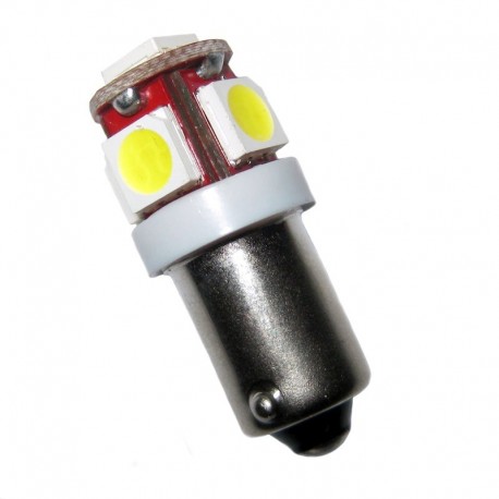 Ampoule T4W BA9S 5 leds blanches 6 volts